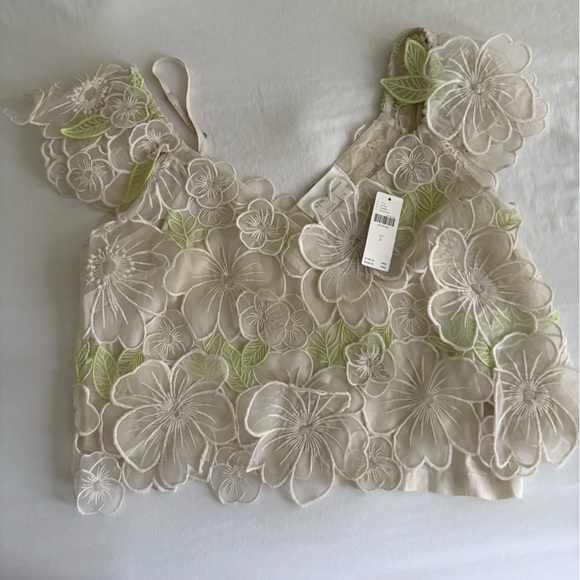 By Anthropologie Sheer Appliqué Top - Picture 5 of 7